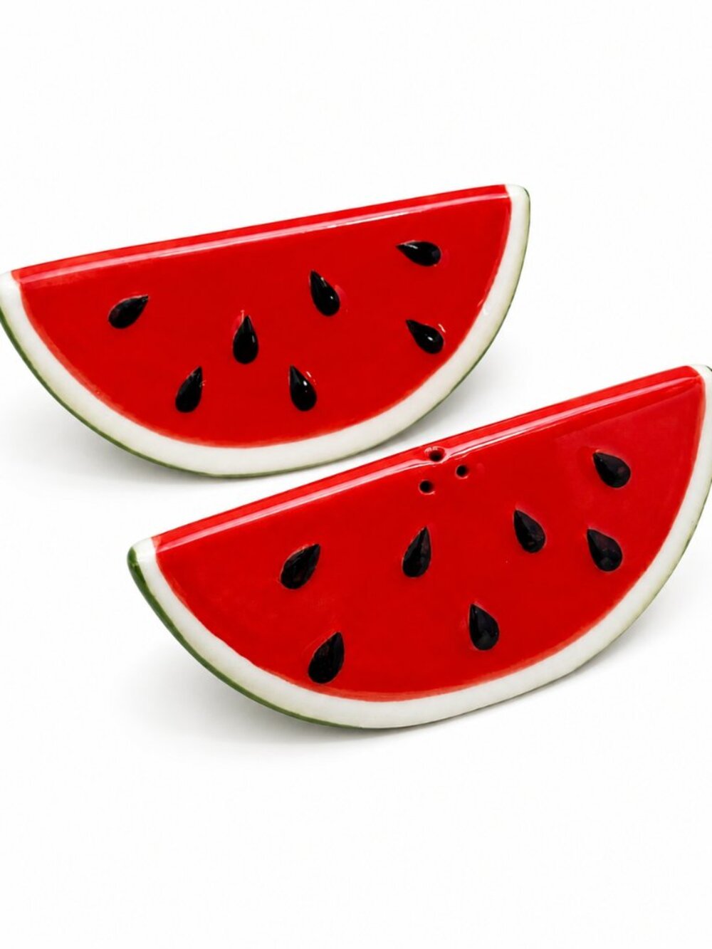 Vintage Ceramic Watermelon Slice Salt & Pepper Shakers - EUC